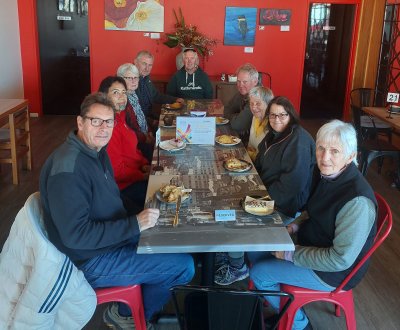 The Otaki Health Shuttle Team enjoying a well deserved morning tea